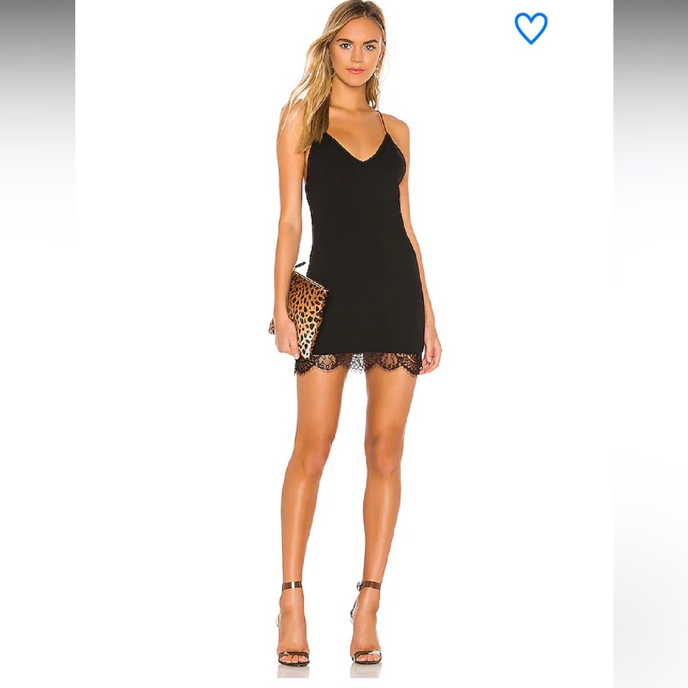 Superdown Black Gigi Lace Hem Mini Dress